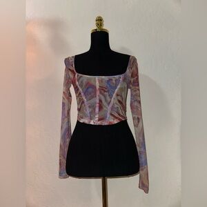 Elegant Multicolor Long Sleeve Women's Top